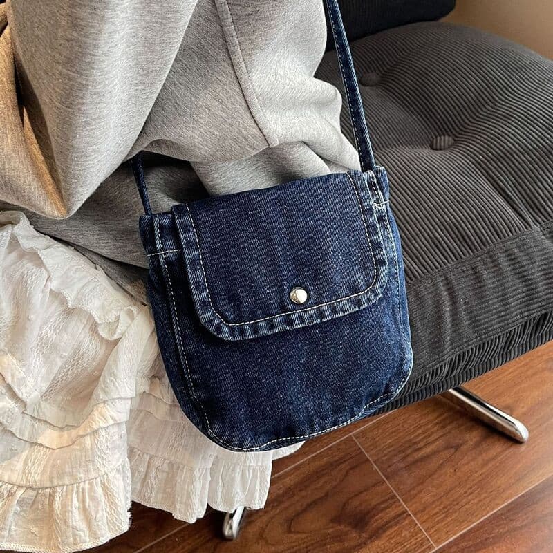 [Compacta e Elegante] Bolsa Feminina de Jeans/Bolsa Pequena/Bolsa Transversal para Uso Diário