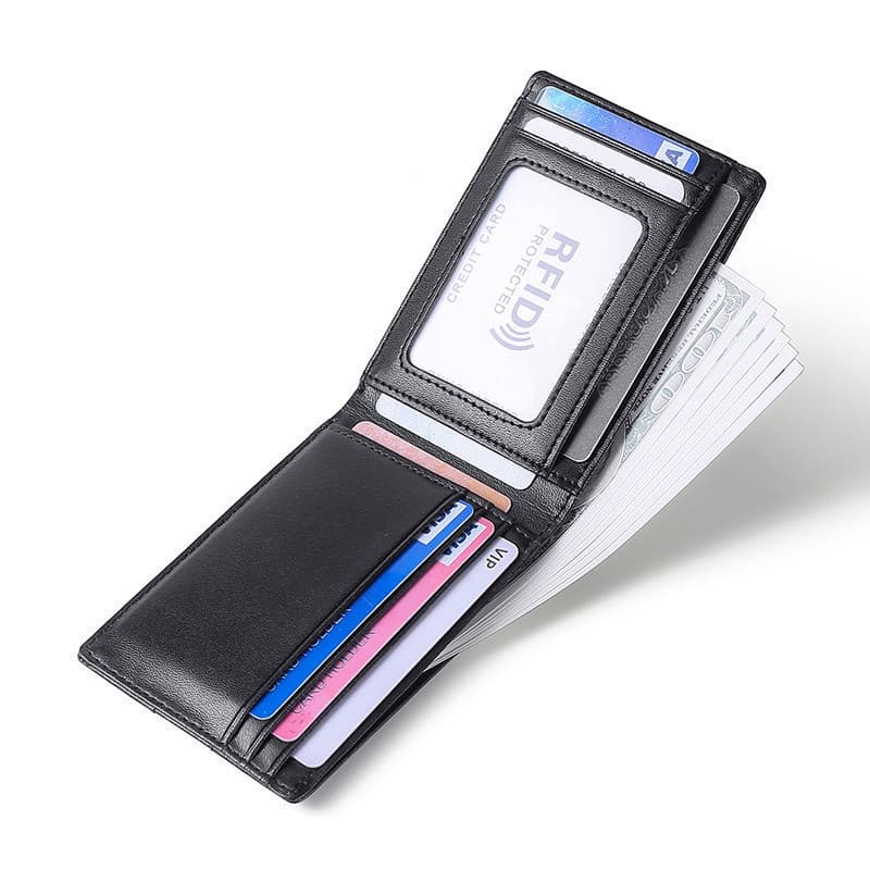 RFID Bloqueio Mini Carteira De Couro Genuíno Masculina Slim De Crédito De Negócios Homem Antifurto Bolsa Ultra Fina Para