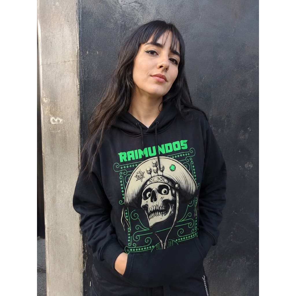 Blusa Moletom Canguru Preto Caveira Raimundos Rock Estampa Grande Unissex Blusa Frio Casual Algodão Confortável