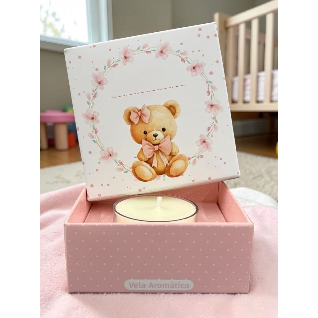 12 Lembrancinhas Baby Maternidade Menina Vela Aromática Algodão