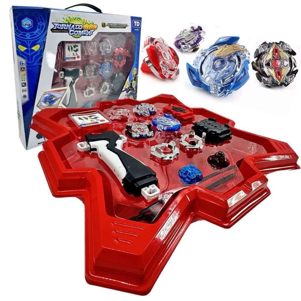 Super Kit Beyblade Burst Profissional De Ferro Com Arena Grande + 2 Peões + 2 Lançadores