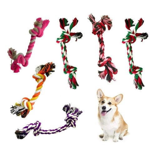 Kit Mordedores Corda Dental Resistente Brinquedos para Cachorros 6 Unidades Mordedor para cães Pets
