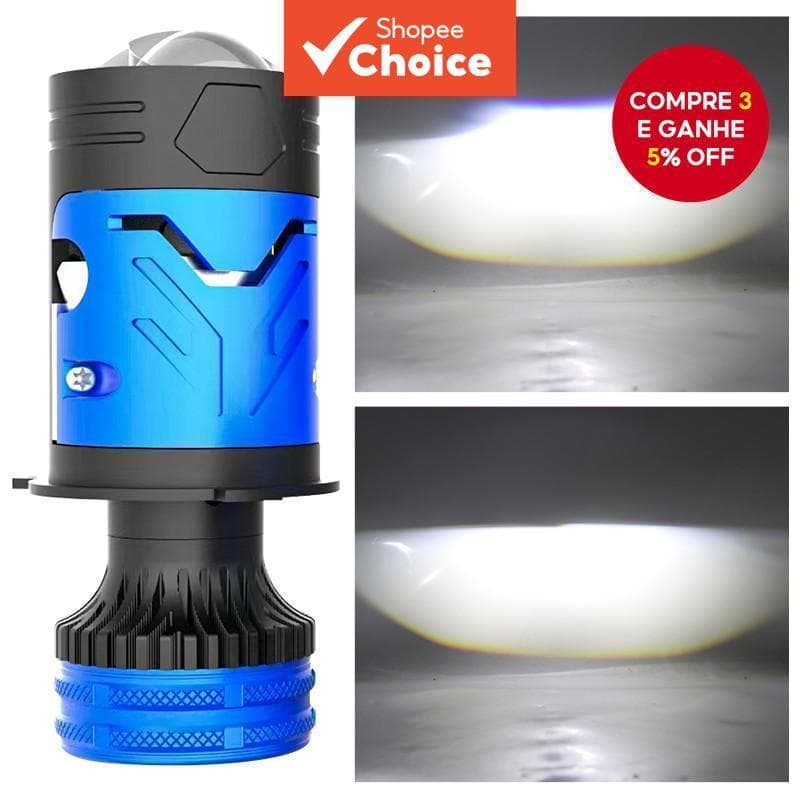H4 LED Mini Lente Do Projetor Farol 6500K 12V Ventilador Turbo De Alta Potência Com Resfriamento Lâmpada À Prova D'água