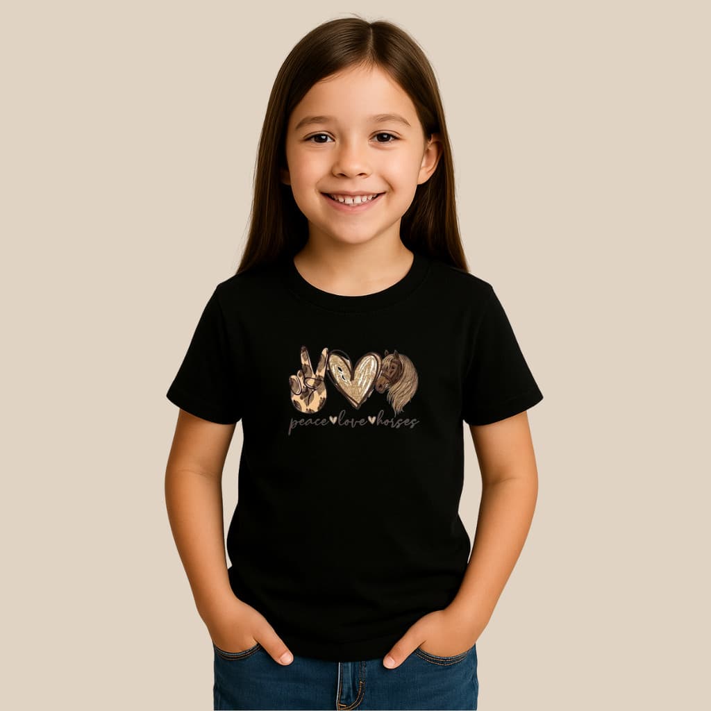 Camiseta Infantil Country Menina Estampa Cavalo Boiadeira