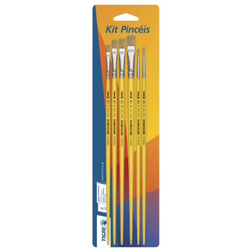 Kit Pincéis para Pintura 6234 Cerda Natural com 6 unidades Pincéis Tigre