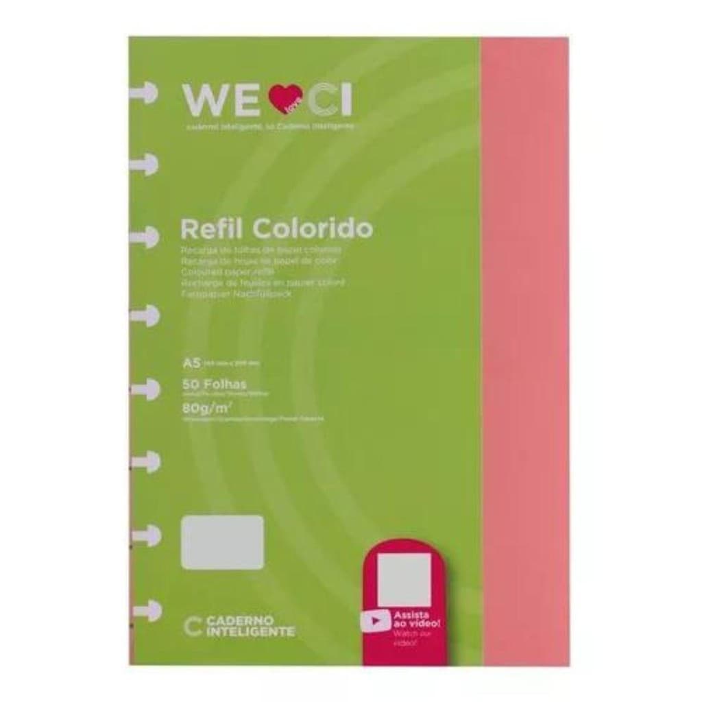 Refil Colorido Caderno Inteligente A5 50 Folhas 80g