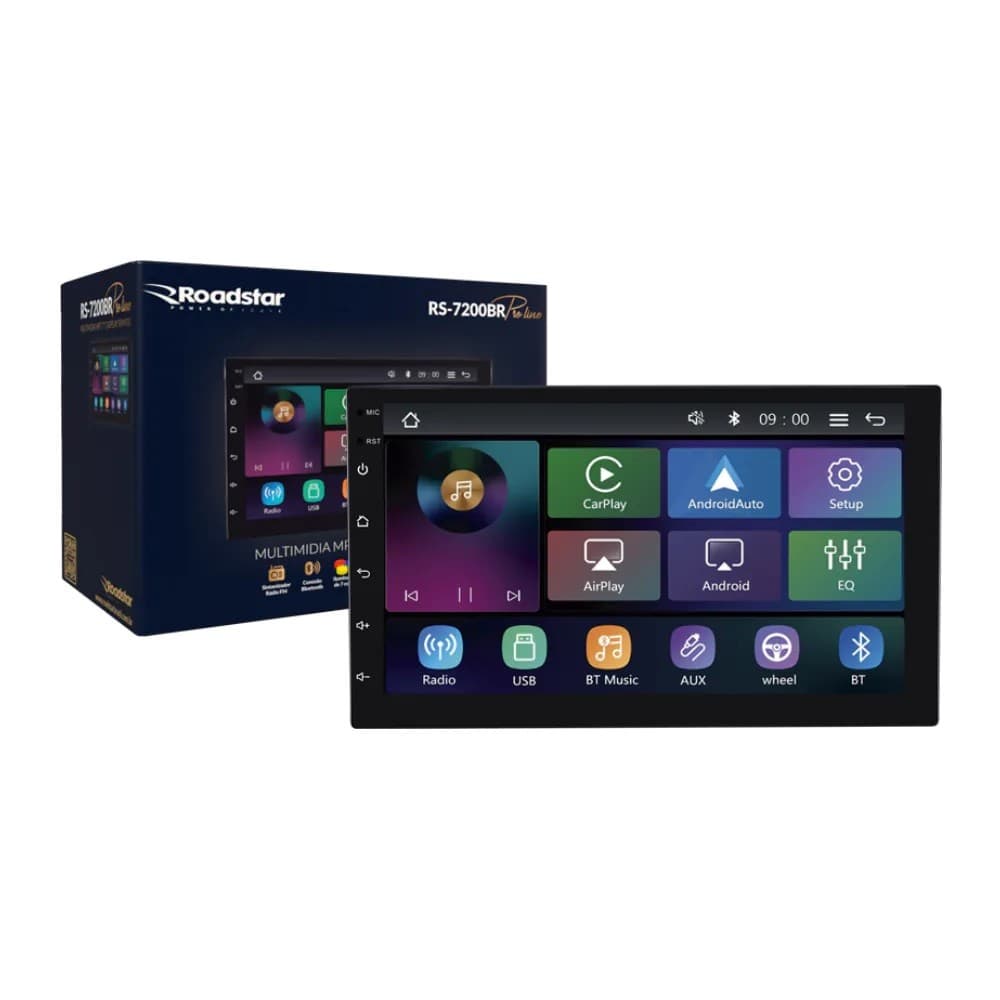 Central Multimídia 7" Espelhamento Carplay Android Auto Roadstar RS7200BR Mp5