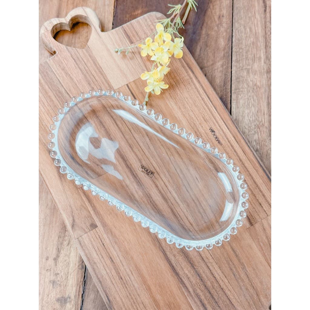 Travessa | Bandeja Oval 24 cm Pearl Bolinhas Wolff | Cristal Elegante para Mesa Posta