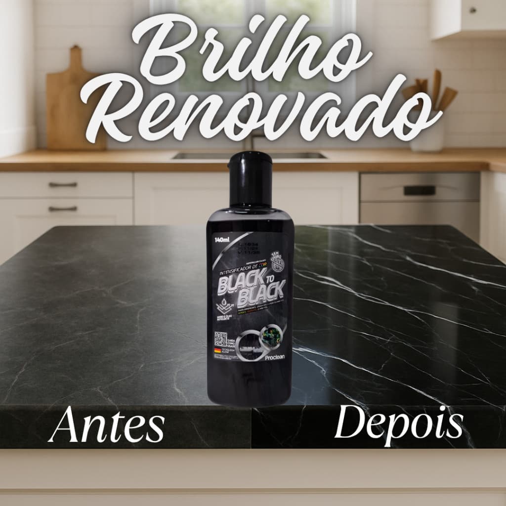 Limpa Granito Mármore porcelanato Realça Cor Black To Black Brilho Revitalizador