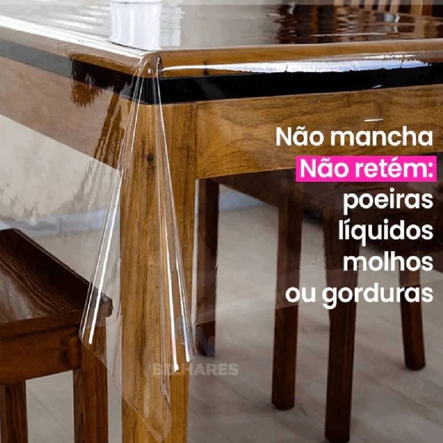 Toalha Mesa 140cm x 140cm Transparente Aprova dágua Impermeável