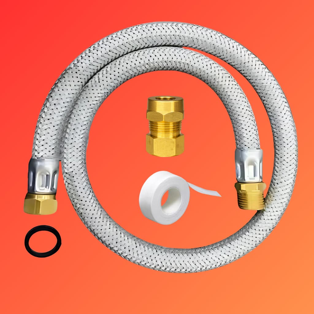 Kit Instalação Gás Encanado Gn Gás Botijão Glp Mangueira 80cm Nitrílica + Adaptador Fêmea