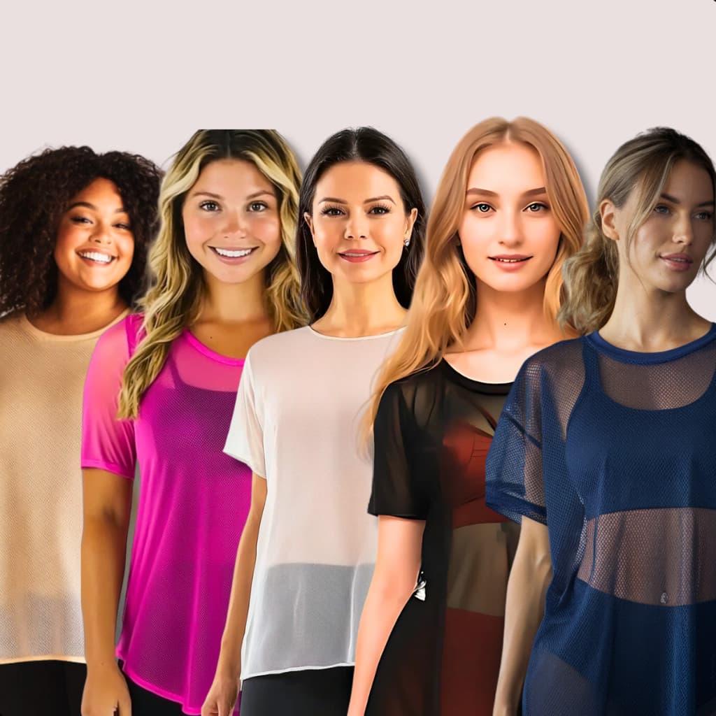 Kit Blusa Feminina Tule Transparente Academia Treino Fitness Moda Verão