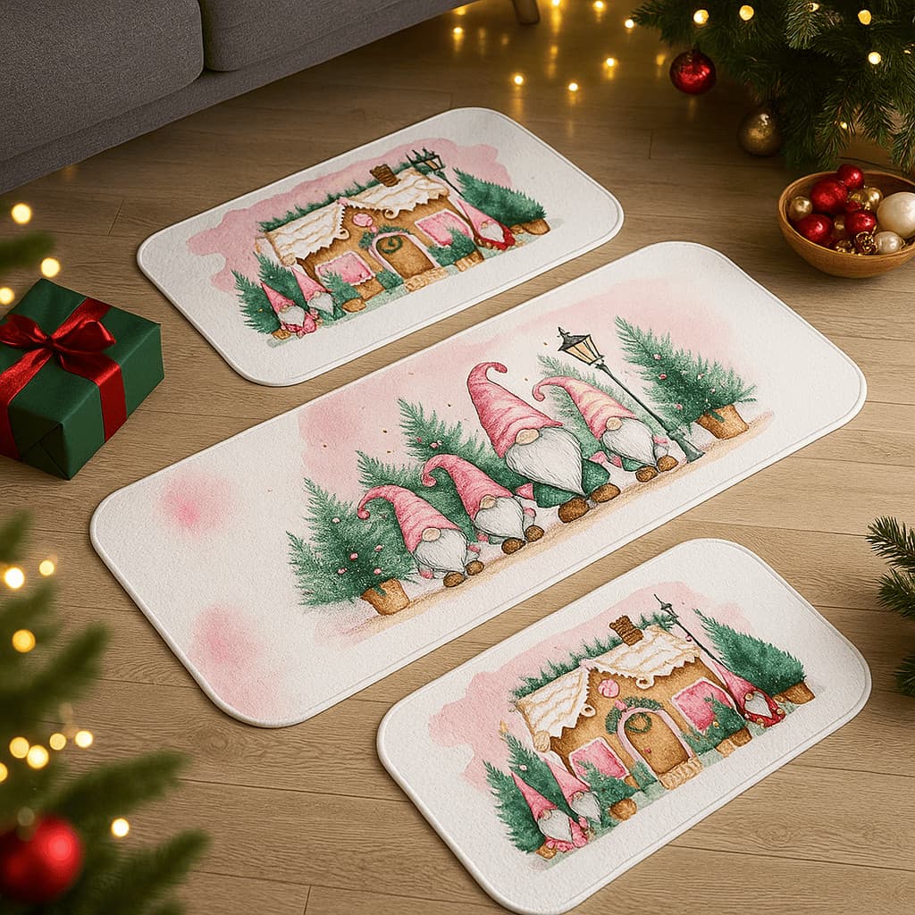 🎄 Kit Tapete de Natal para Cozinha 3 Peças – Christmas Decor, Envio Imediato!