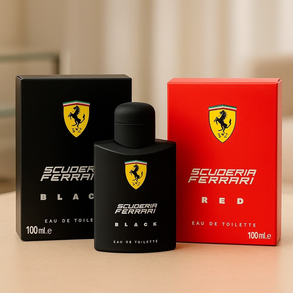 Kit até 2 Perfumes Ferrari Black e Ferrari Red Masculino 100ml  EDT Importado Longa Duração