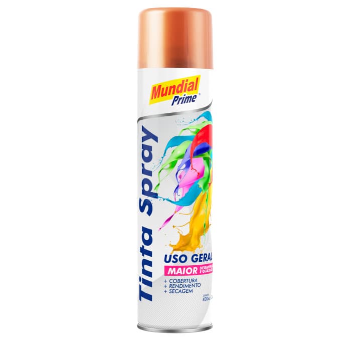 Tinta Spray Metálica Dourado 400ml Mundial Prime Alto Brilho