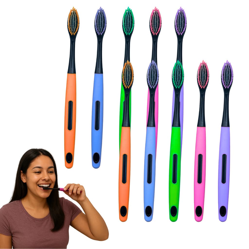Kit Com 10 Escovas De Dente Macia Para Adulto Capa Protetora Saúde Bucal
