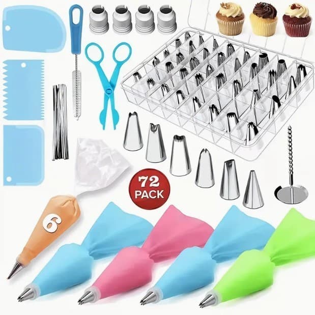 Conjunto Confeiteiro 32/72 Peças Bicos Inox Para Confeitar e Decorar Bolo e Cupcake