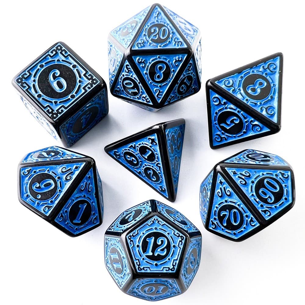 Conjunto De Dados Poliédricos DND Com Padrão De Texturas 7 Peças De D4 D6 D8 D10 D10 % D12 D20 Para Acessórios De Jogo D