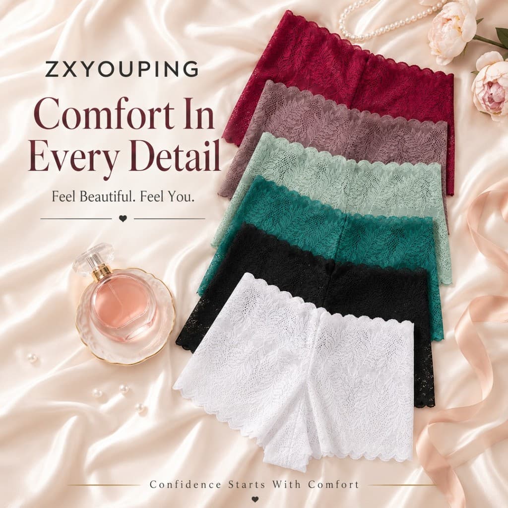 ZXYOUPING Conjunto De 3 Peças De Calcinha Feminina De Renda Boyshort Floral Transparente Cintura Baixa Soft Cuecas Respi
