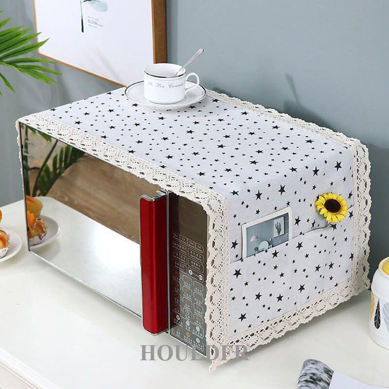 HOULDFR 1PC Forno De Microondas Capa À Prova De Graxa De Poeira Multi-Purpose Algodão Linho