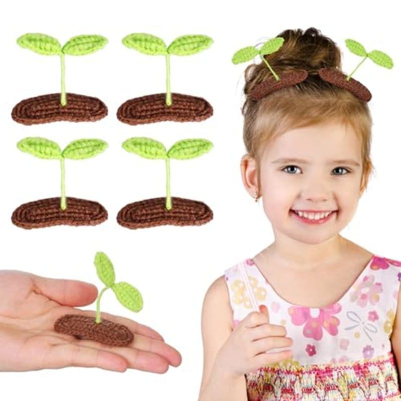 FRCOLOR 4 Peças De Grampos De Cabelo De Broto De Feijão – Acessórios Plantas De Lã Tricotados À Mão Fofos Kawaii Rave Sp