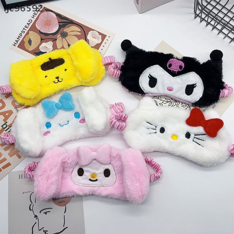 [ljc96592] Máscara De Sombreamento Do Sono Kuromi Canela Rolo De Estudante Colarinho Branco Descanso Para Almoço