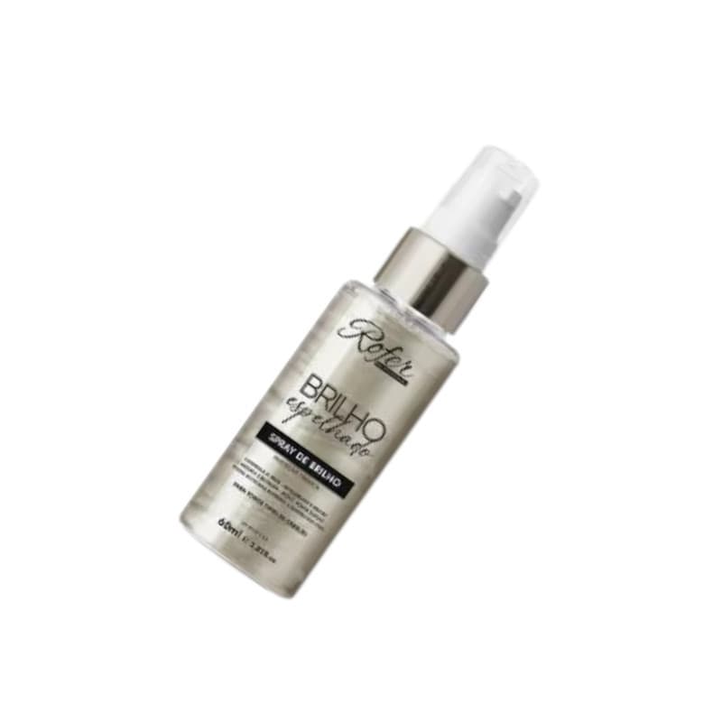 Spray De Brilho Espelhado Rofer 60ml - Finalizador Cabelo Proteção Térmica E Repara Pontas Duplas