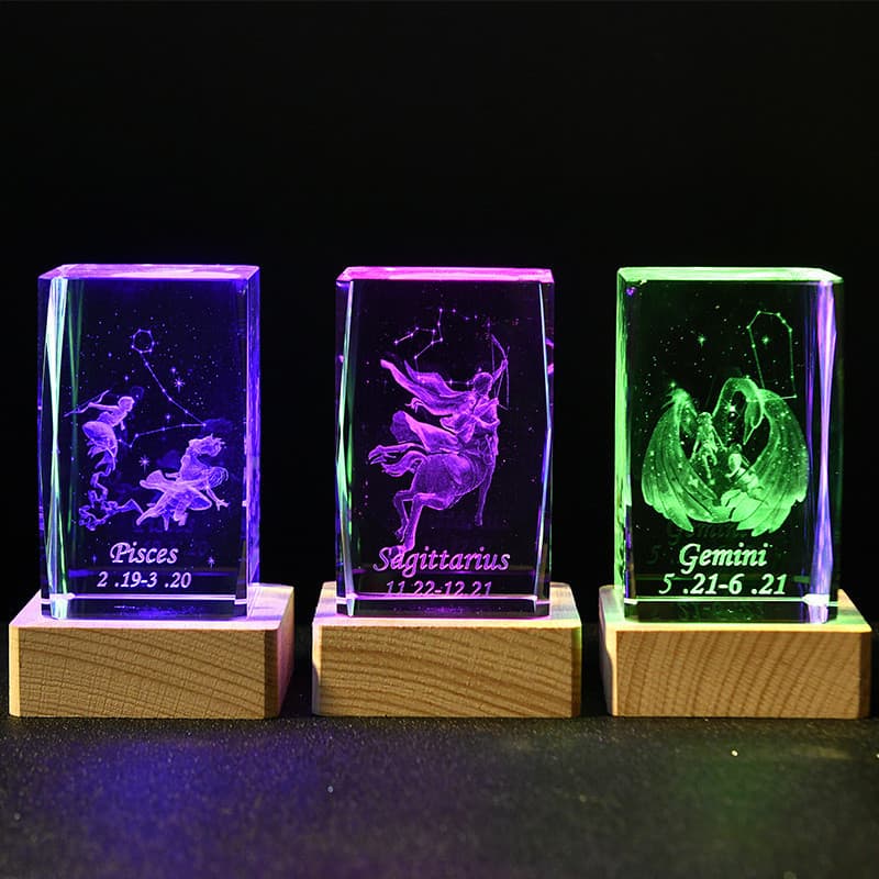 Enfeites de pilar de cristal luminoso com doze constelações