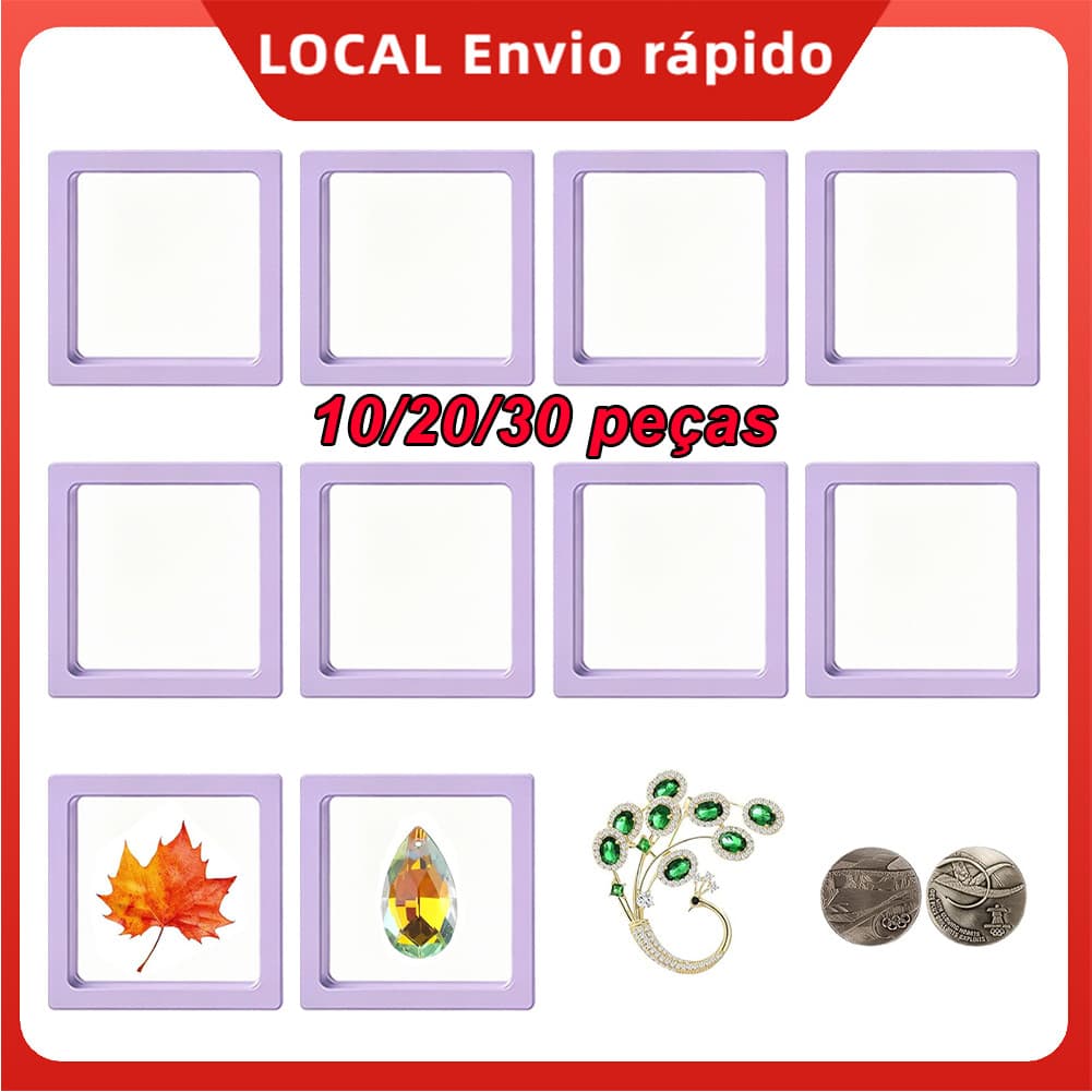 Kit 10/20/30 Caixa de Armazenamento de Joias Anti Oxidação PE 3D Roxo 7x7cm – não amarela, para casa/escritório