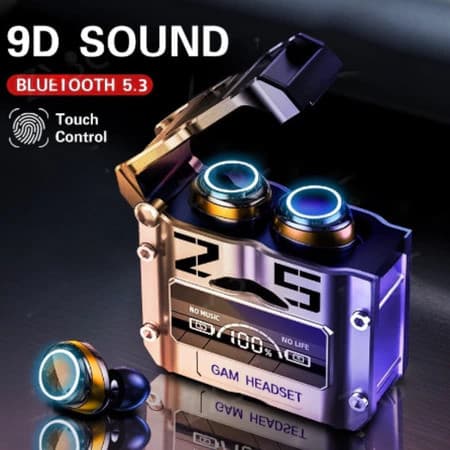 Fone de ouvido TWS M25 sem fio Bluetooth 5.3, à prova d'água, fones de ouvido esportivos estéreo, com LED e microfone