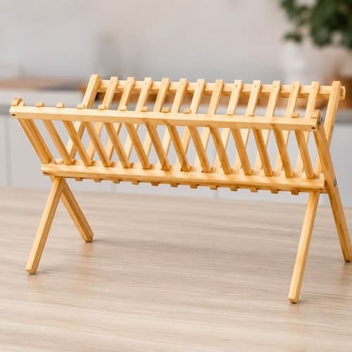 Escorredor Loucas Dobravl Bamboo Madeira Natural 2 Andares Cozinha Organizacao