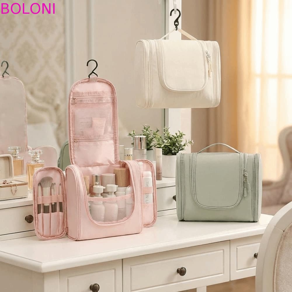 Sacos De Higiene Pessoal Para Lavagem , Bolsa Suspensa De Nylon Com Três Zíperes , Cosmética À Prova D'água Ganch