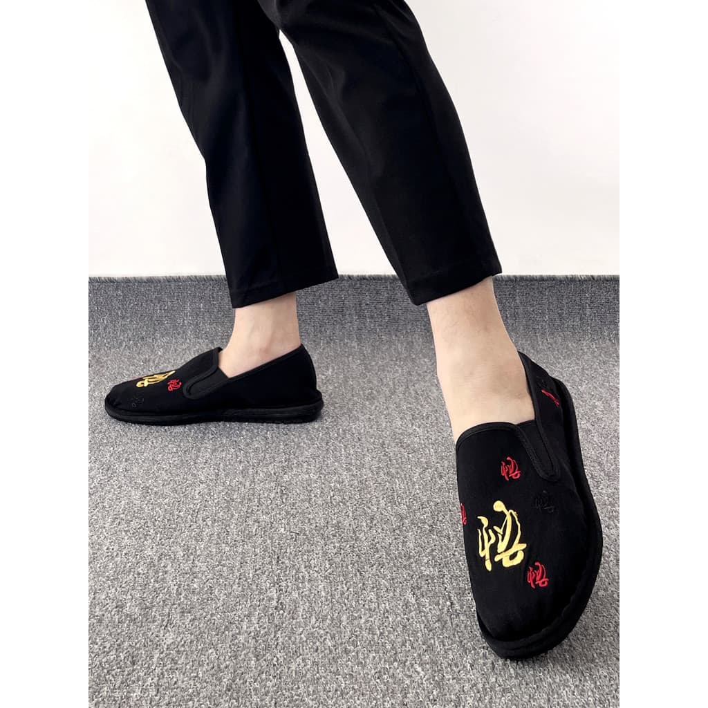 Verão 2026 novo estilo velho pequim sapatos de pano masculino respirável artesanal sola macia deslizamento-On resistente