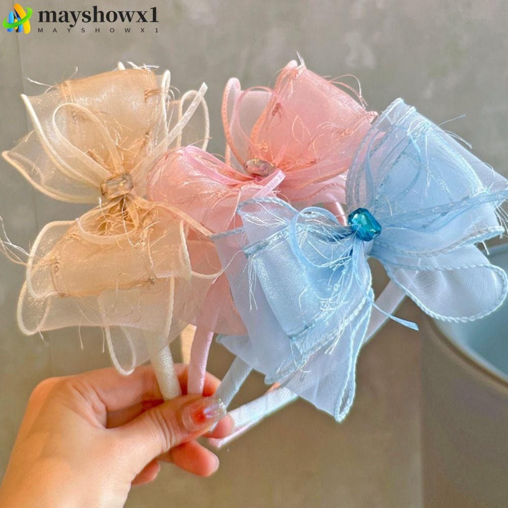 MAYSHOWX1 Tiara De Princesa , Faixa De Cabelo Com Laço Brilhante De Material De Tule Para Meninas , Strass
