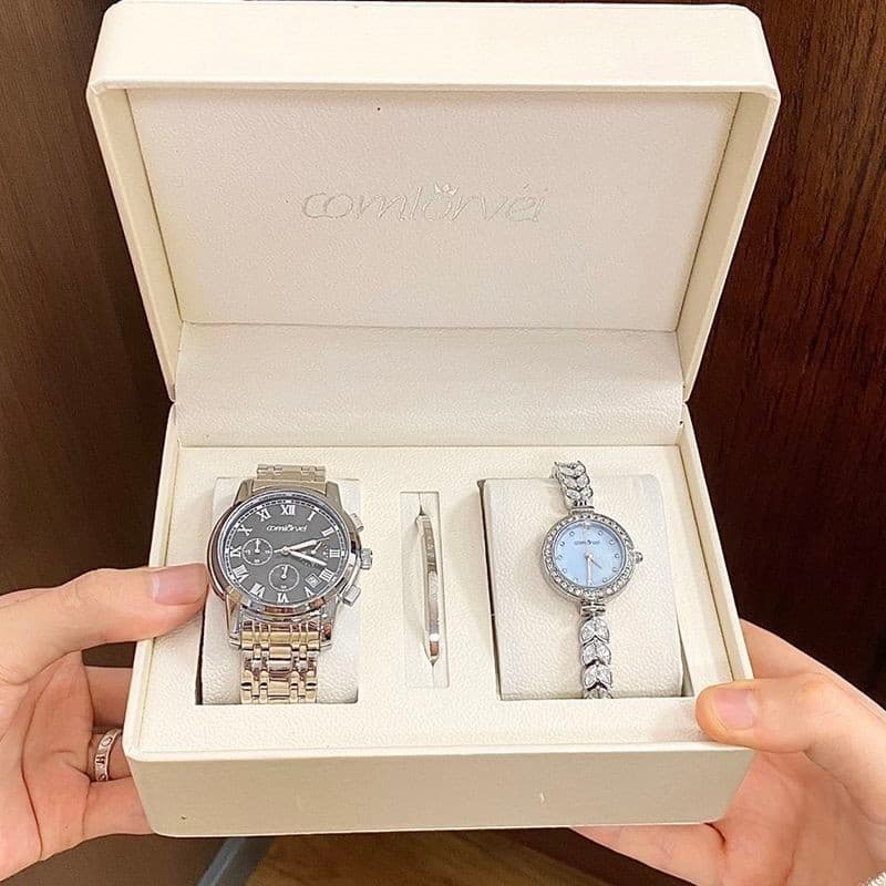 Casal relógio casal modelo um par masculino feminino relógio luminoso à prova dwaterproof água relógio de pulso pedra pr