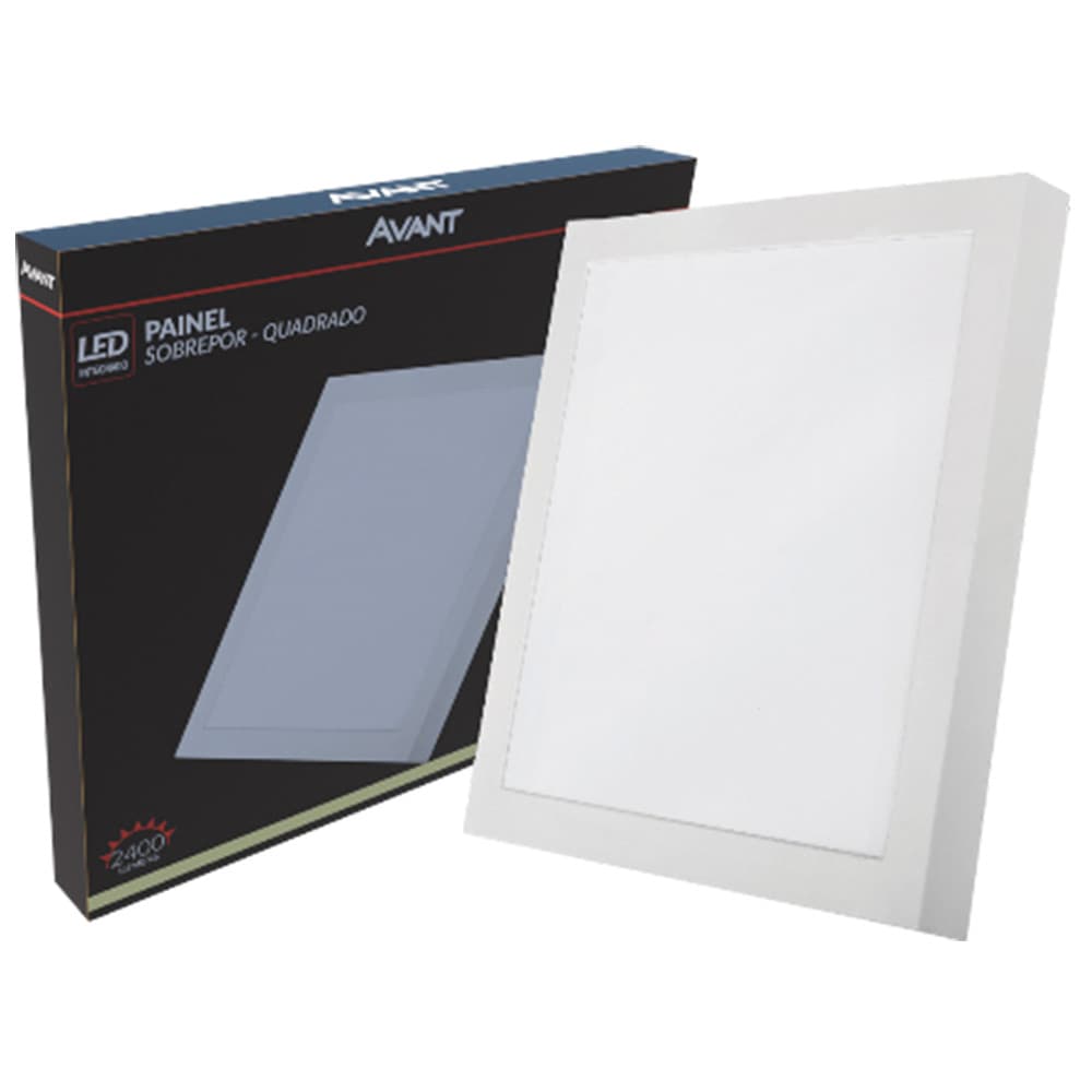 Painel LED Slim Sobrepor Avant 40x40 30W 4000K Luz Neutra Bivolt Automático