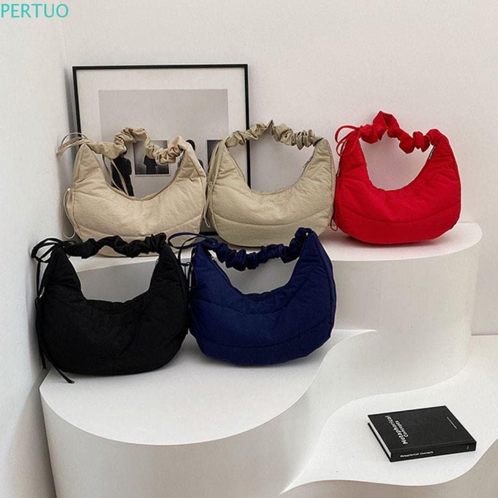 PERTUO Bolsa De Mão Plissada , Crossbody De Nylon INS Ombro Luxuosa E Portátil Para Axilas