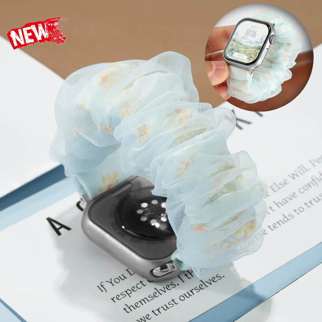 Pulseira Elástica De Organza Compatível Com Apple Watch Ultra 3/2 49mm 45mm 46mm 40mm 42mm Iwatch Série 11 10 9 8 SE 6 7