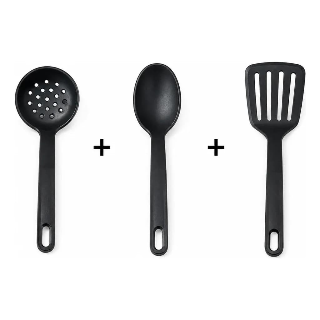 Kit 3 Colheres De Nylon  Colher + Escumadeira + Espátula