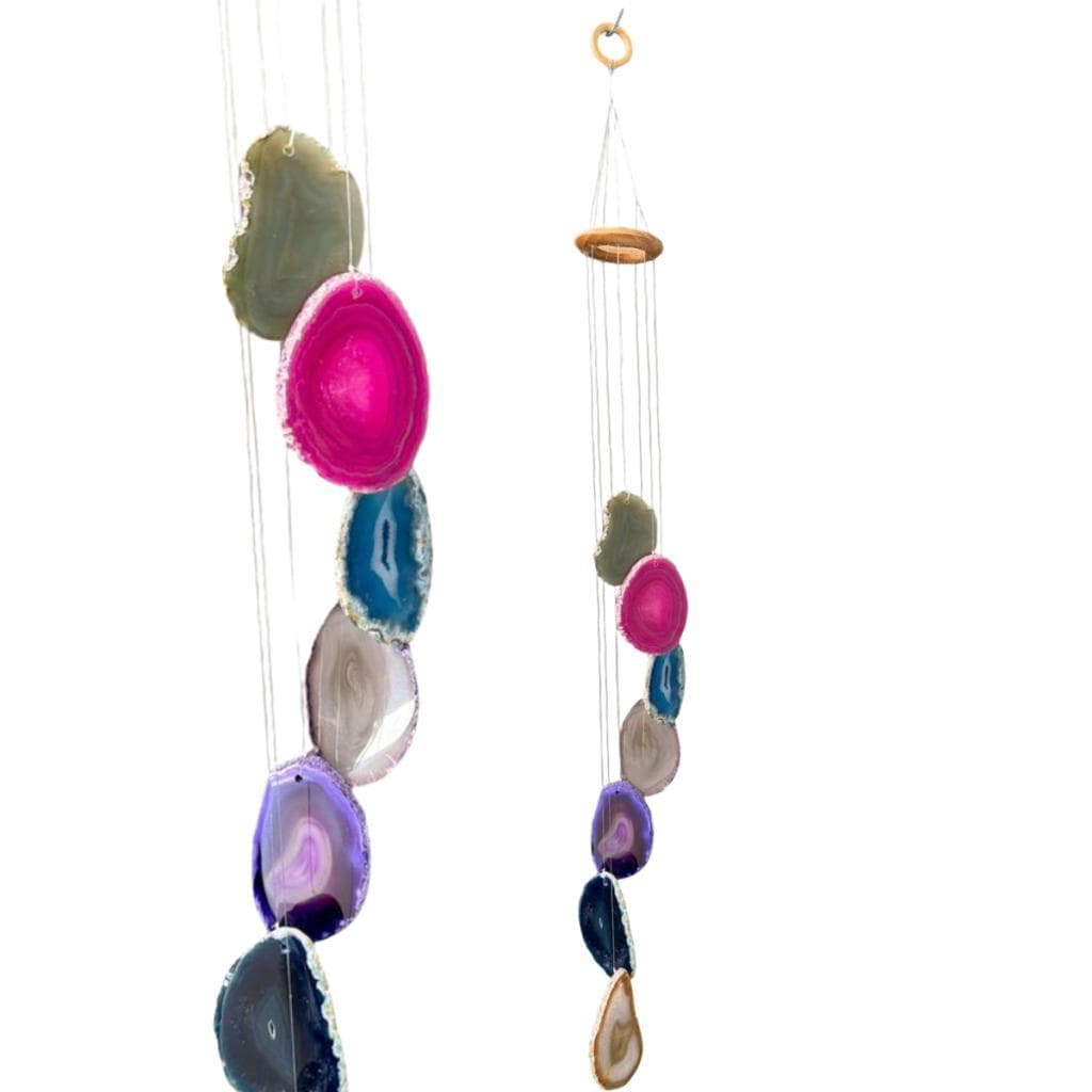Mensageiro Dos Ventos De Ágata Mobile Sino dos Ventos 7 Pedras Coloridas Decoração