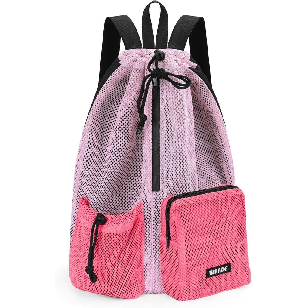 Mochila de Natação WANDF em Malha com Cordão e Compartimento para Itens Molhados, Bolsa de Praia para Piscina, Academia