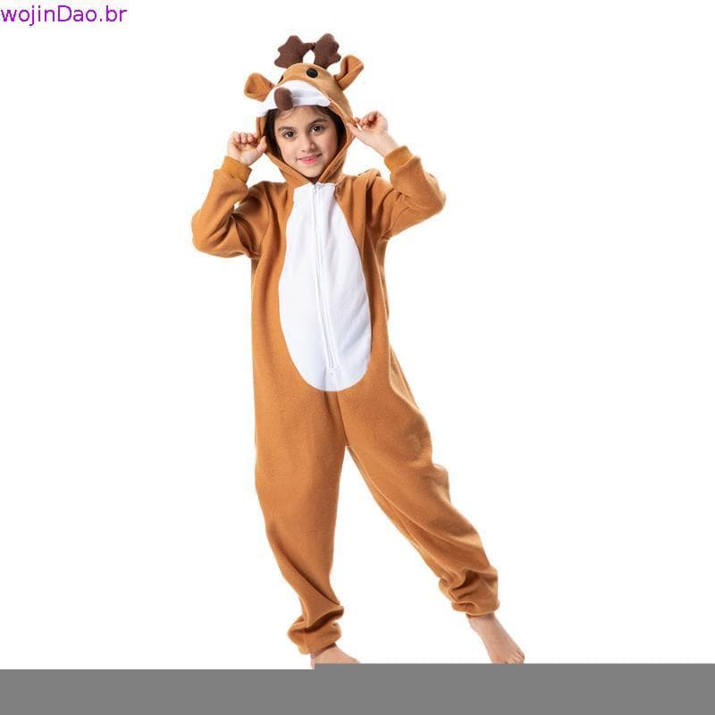 Fantasia De Natal Para Crianças Linda Renas Meninas & Meninos Inverno Elk Cosplay Uma Peça Pijama Traje Papai Noel Fest