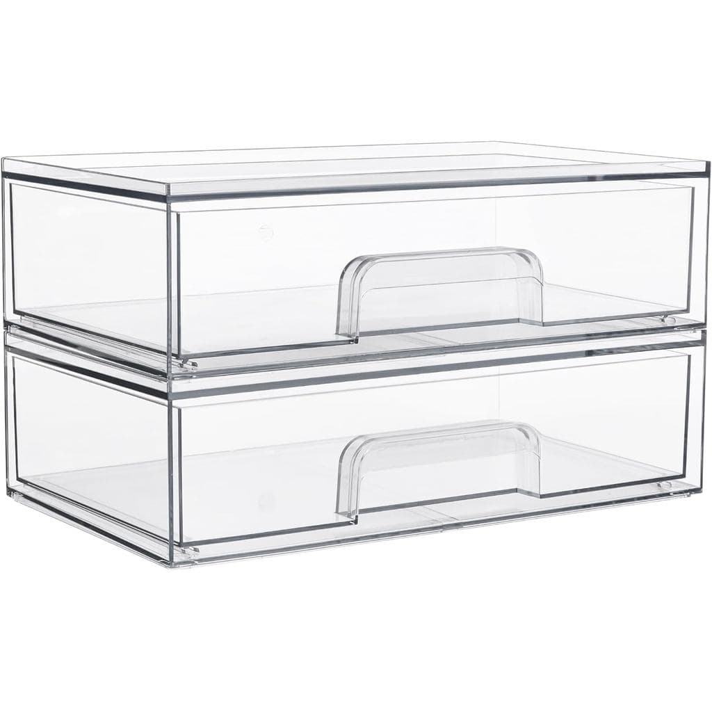 Vtopmart Gavetas Empilháveis Transparentes de 12,1'' de Largura, Conjunto de 2 Organizadores de Plástico Acrílico para P
