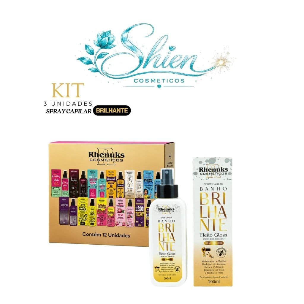 Kit 3 Unidades Spray Capilar Brilhante 200ml Rhenuks (Afilhado)