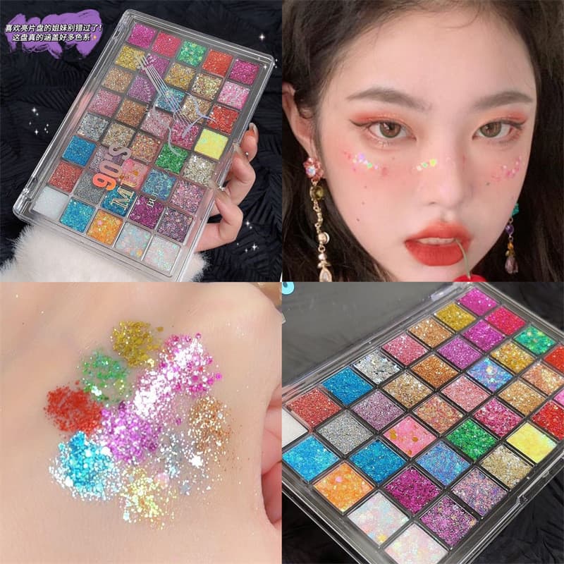 Paleta de sombras de lantejoulas sereia perolada espumante cristal palco maquiagem paleta de sombras influenciador venda