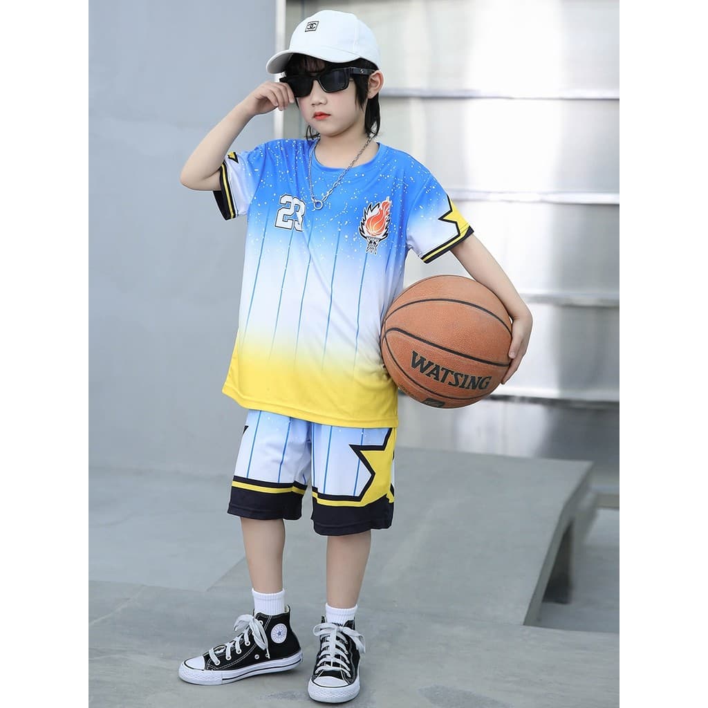 Meninos terno de verão GILE crianças uniforme de basquete de secagem rápida moda meninos verão camisa esportiva de manga