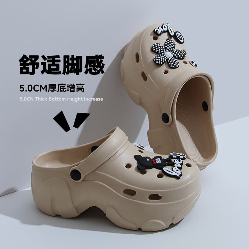 Sandálias ao ar livre da moda Casual Baotou influenciador bonito sapatos de salto alto buraco venda quente moda respiráv
