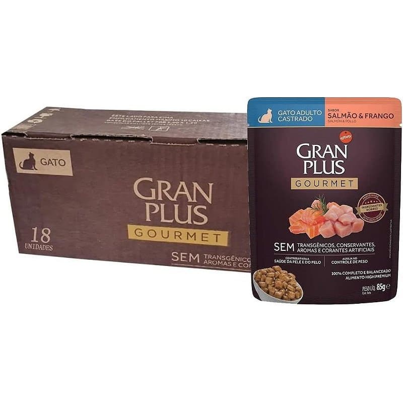 Sachê Gran Plus Gourmet Gato Filhote 85g Caixa Com 18 Sachês
