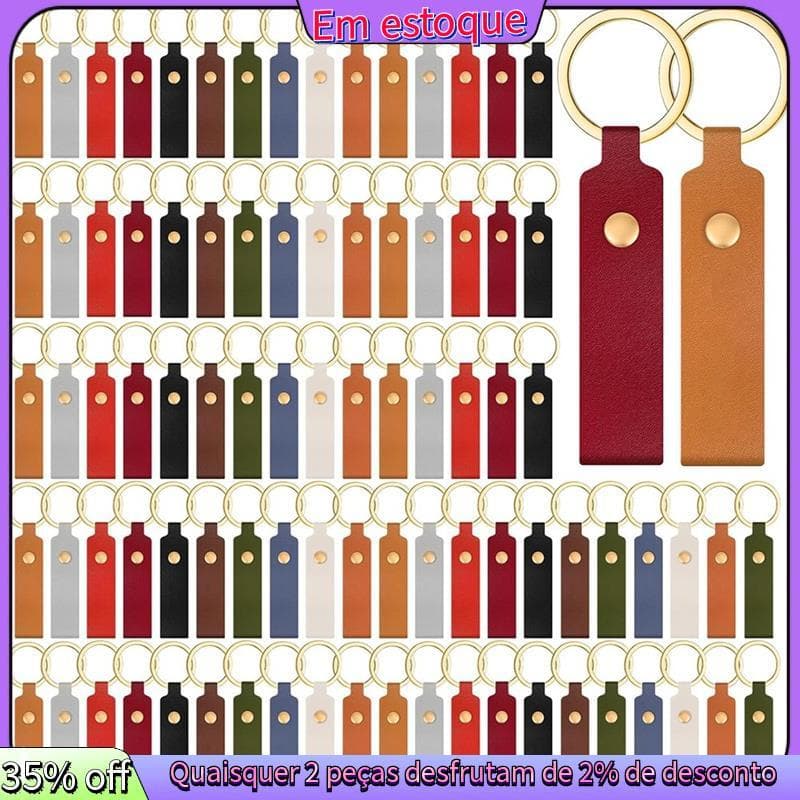 Chaveiro De Couro Em Branco , 100 Peças , Presentes De Gravação PU Massa Para Homens , Mulheres , Natal , Aniversário