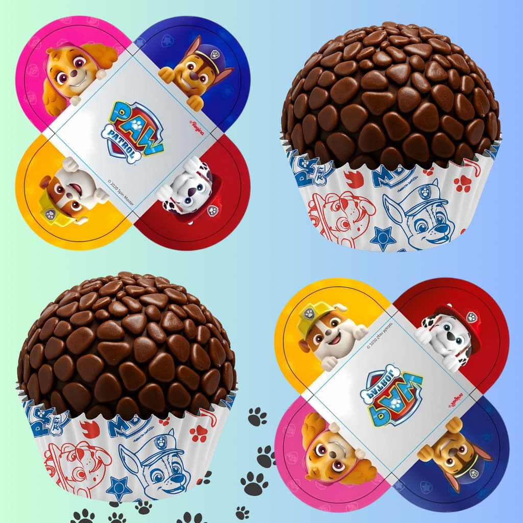 200 Forminhas Doces Patrulha Canina Personalizadas Festa Aniversário (100 forminhas + 100 Pétalas)